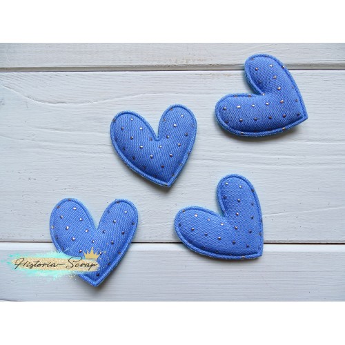Декор трикотажный "Сердечко", 35 мм, цвет синий